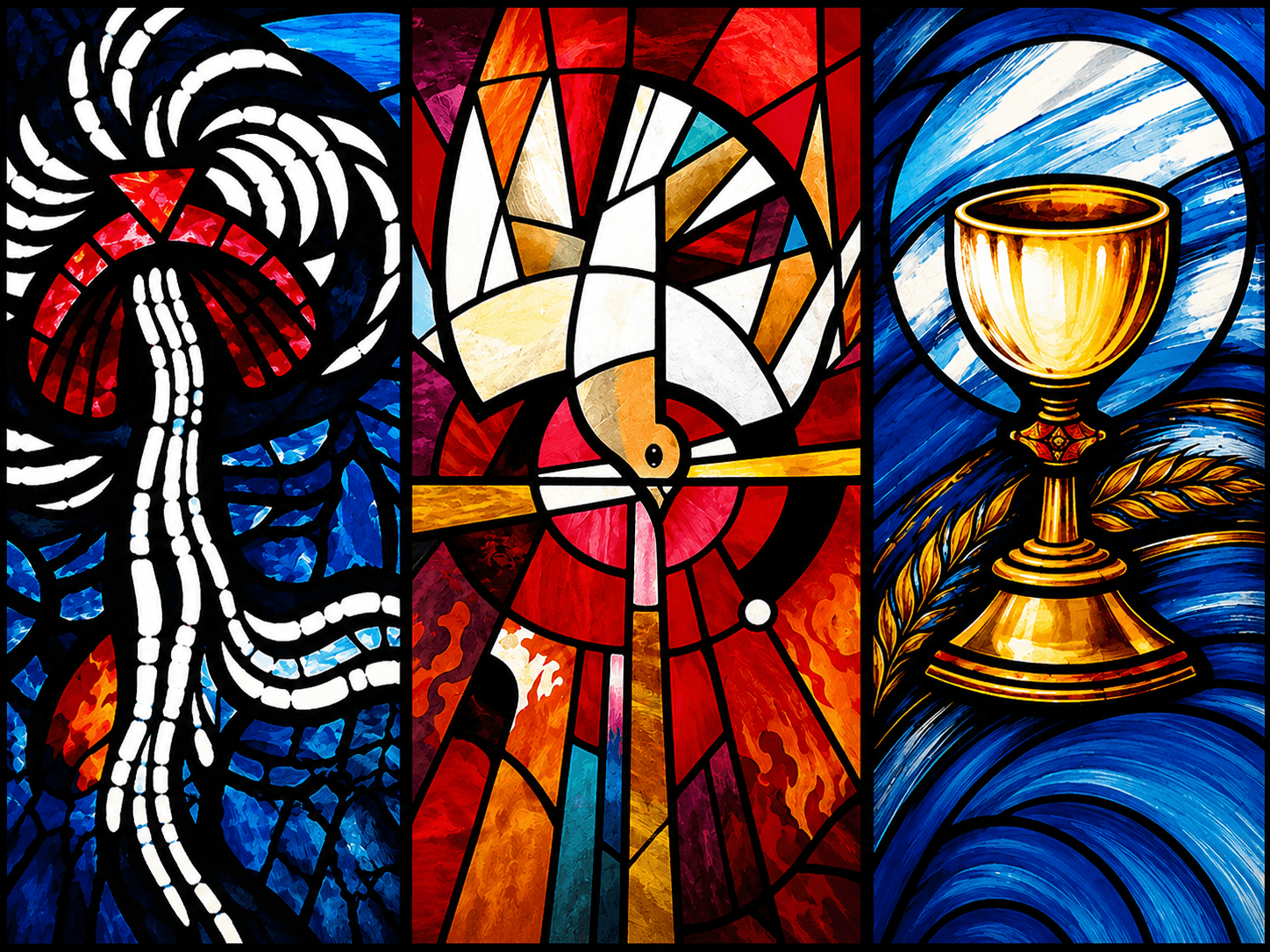Stained glass window depicting the Ascension
